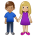 👩🏼‍🤝‍👨🏽 woman and man holding hands: medium-light skin tone, medium skin tone display on Samsung